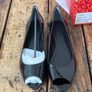 Tory Burch Black Patent Peep-Toe flats